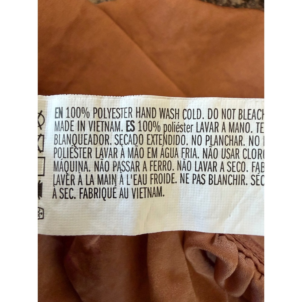 Forever 21 Ruched Wrap Tie Back Crop Top Sz M Terracotta Copper Balloon Sleeve - Picture 5 of 6